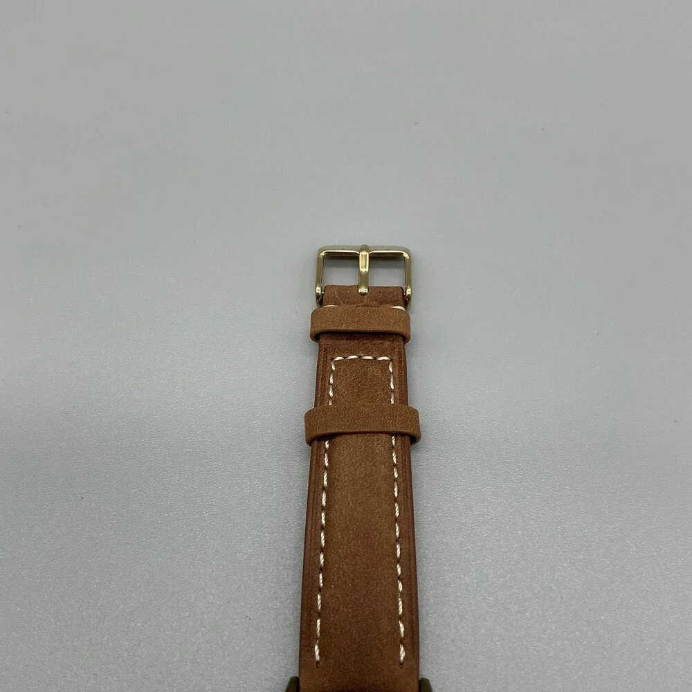 Fossil Unisex Watch 34mm Cream Recycled Paper Dial Brown Leather New Battery